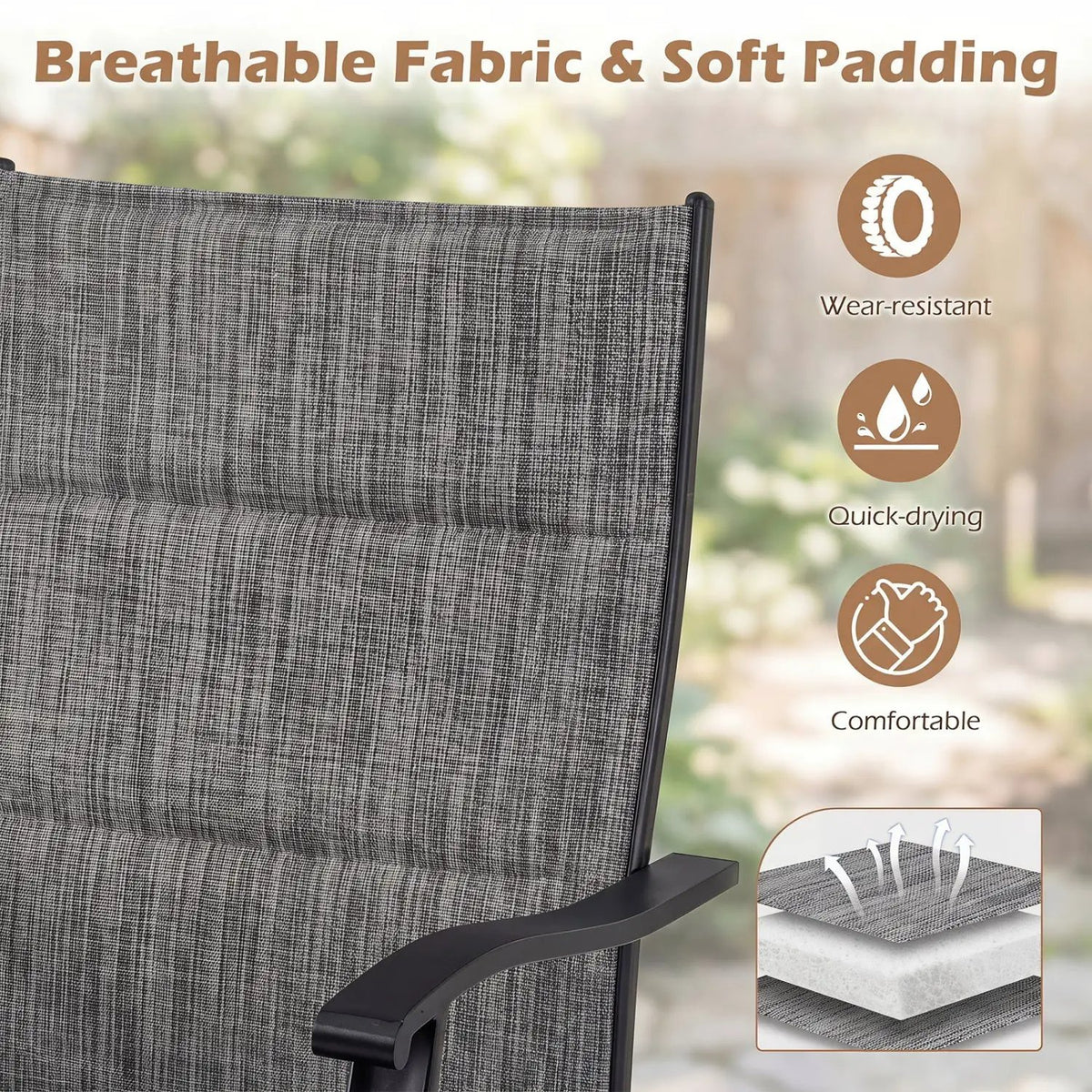 Swivel Patio Dining Chairs Set of 2 with Padded Seats, photo 12 of 14