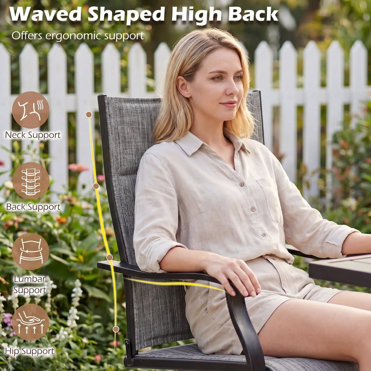 Swivel Patio Dining Chairs Set of 2 with Padded Seats, photo 13 of 14