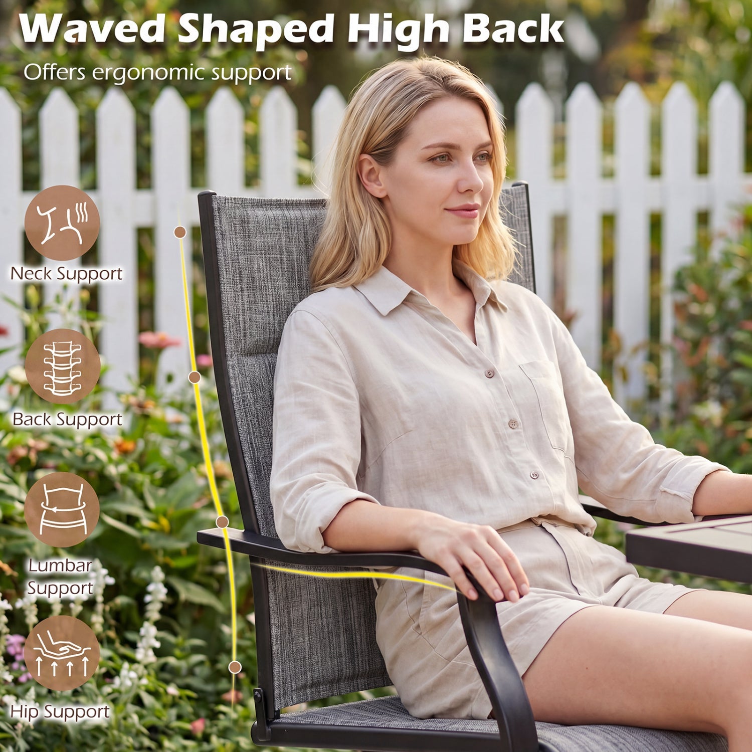 Swivel Patio Dining Chairs Set of 2 with Padded Seats by DirectDeals