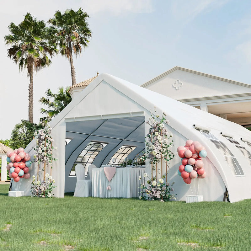 20 x 40 FT Peach Shaped Party Tent Wedding Canopy with Zipper Doors-White by DirectDeals