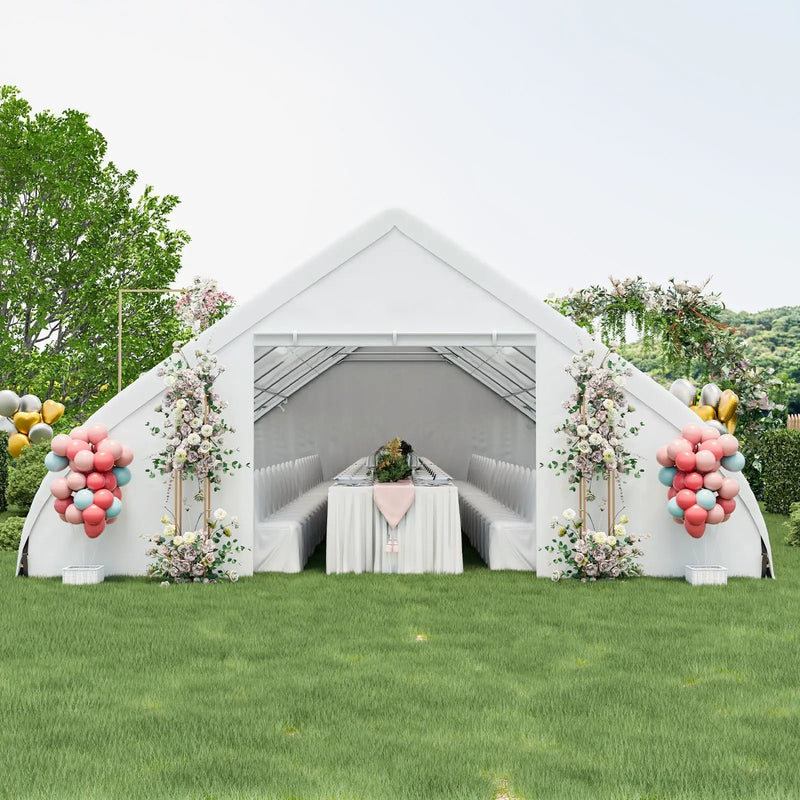 20 x 40 FT Peach Shaped Party Tent Wedding Canopy with Zipper Doors-White by DirectDeals