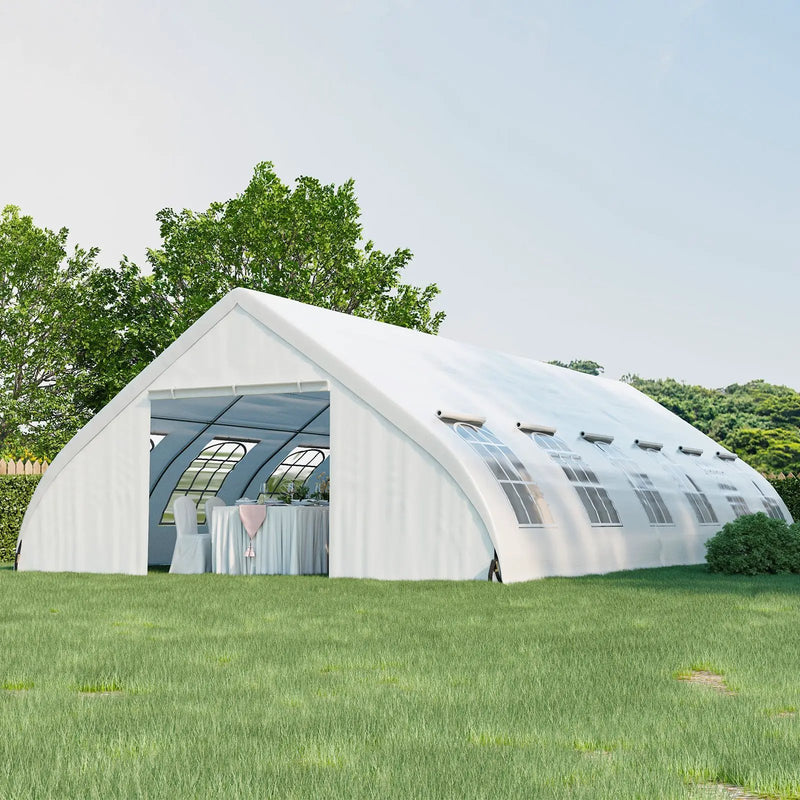 20 x 40 FT Peach Shaped Party Tent Wedding Canopy with Zipper Doors-White by DirectDeals