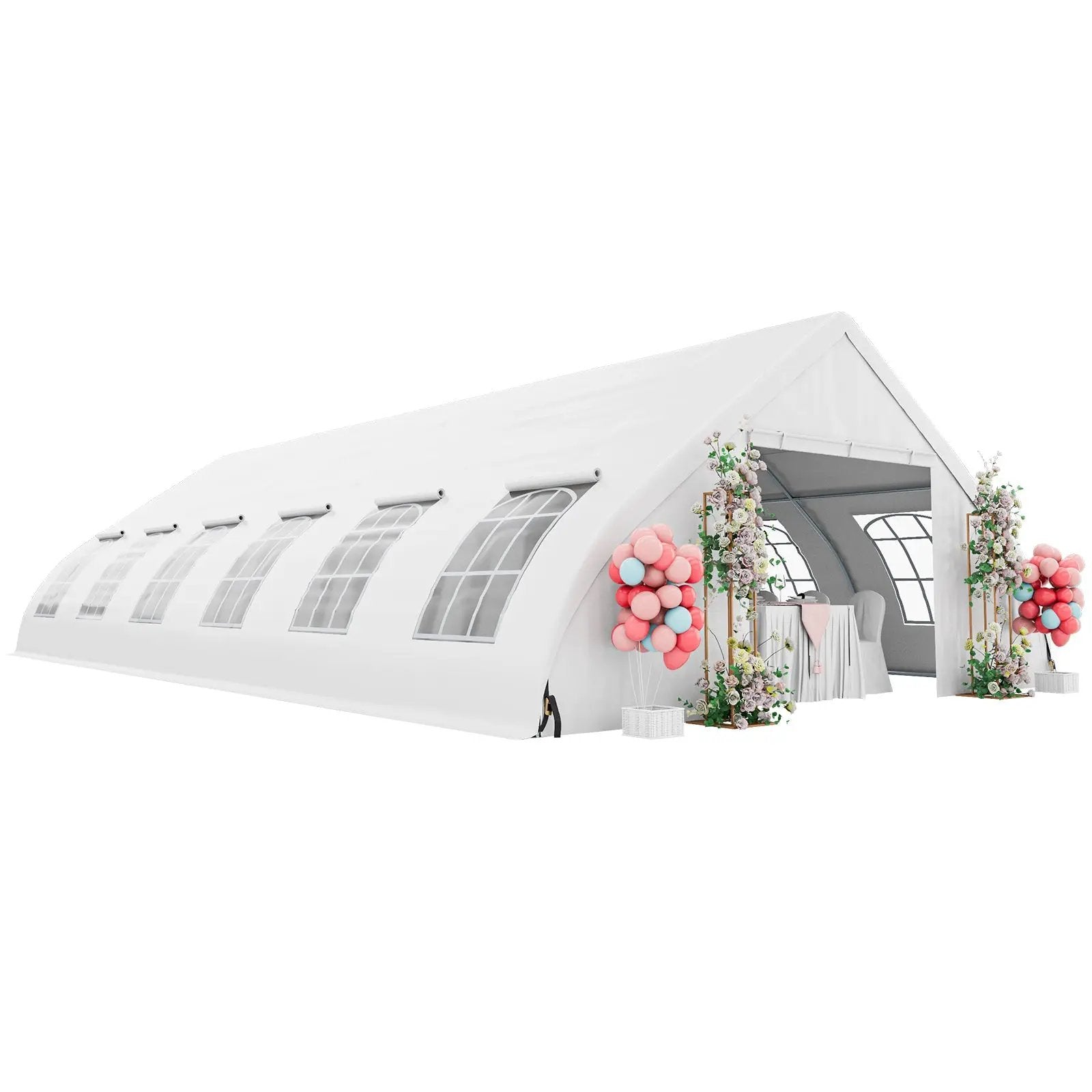 20 x 40 FT Peach Shaped Party Tent Wedding Canopy with Zipper Doors-White by DirectDeals