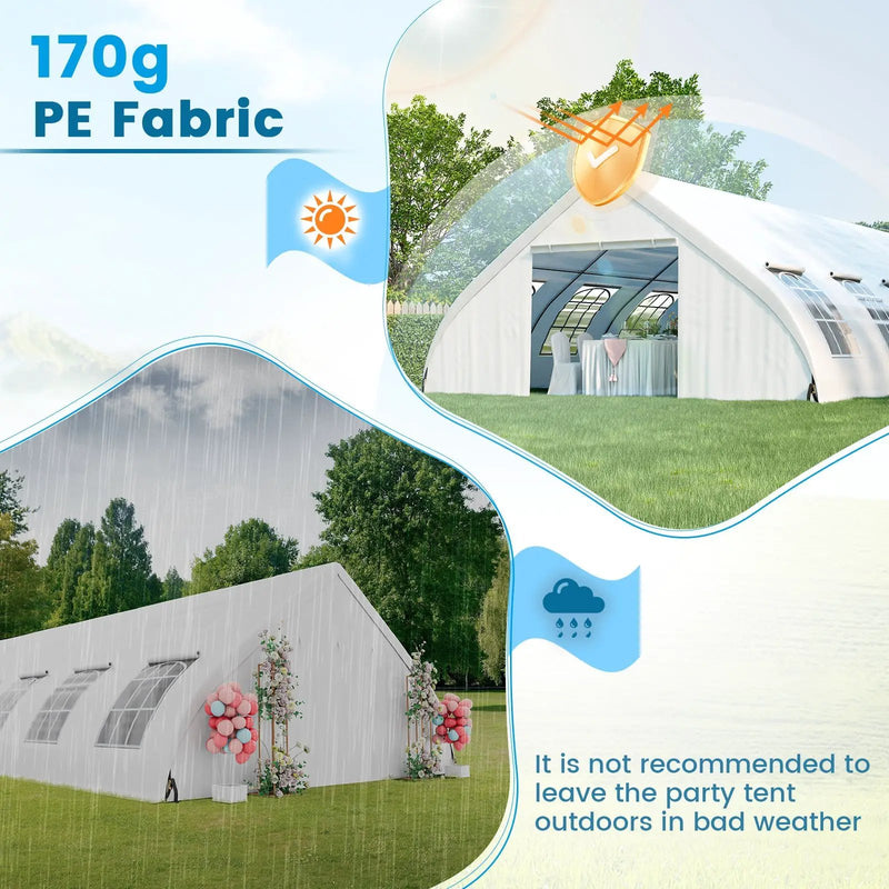 20 x 40 FT Peach Shaped Party Tent Wedding Canopy with Zipper Doors-White by DirectDeals