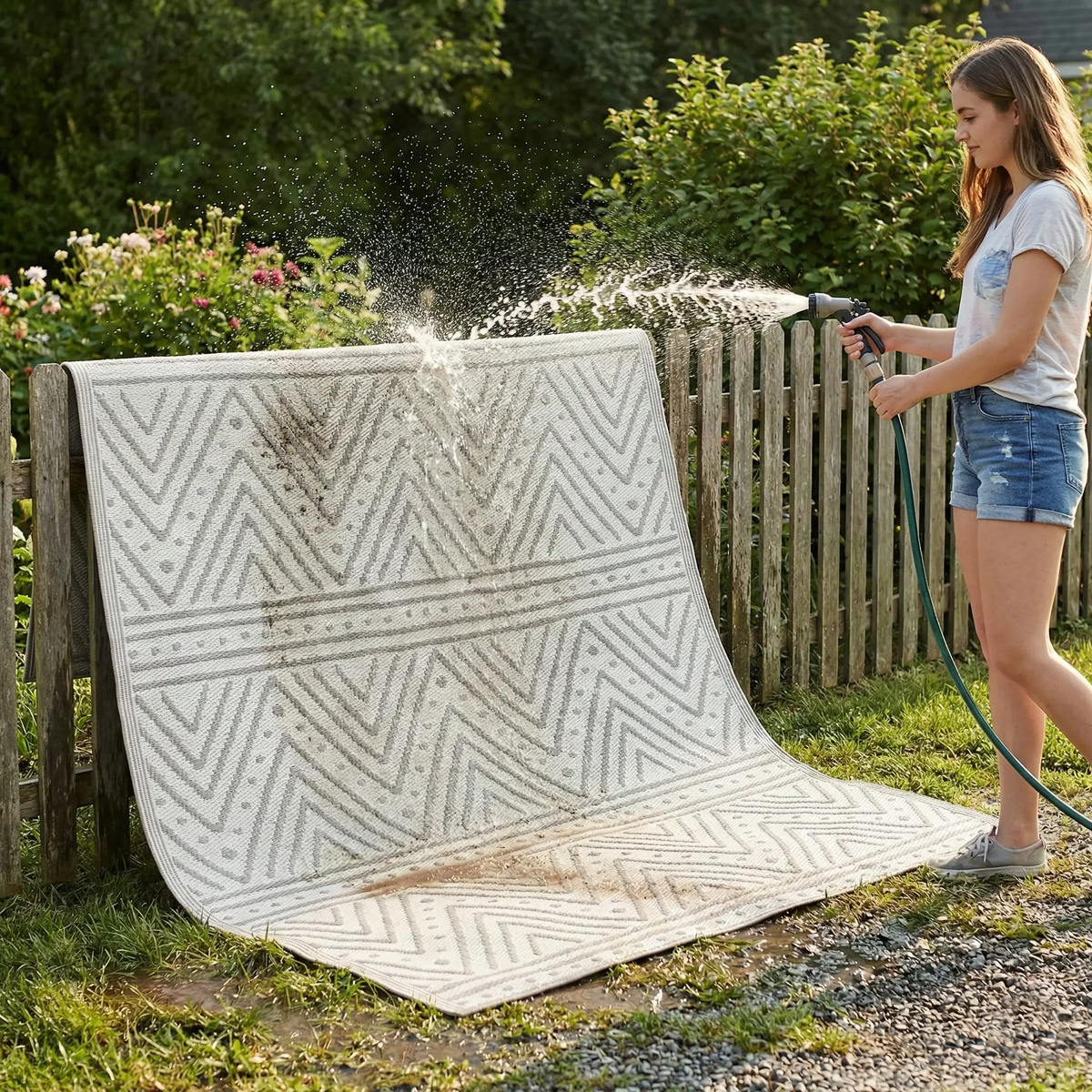 Patan - Beige Outdoor Rug for Patio, photo 6 of 7