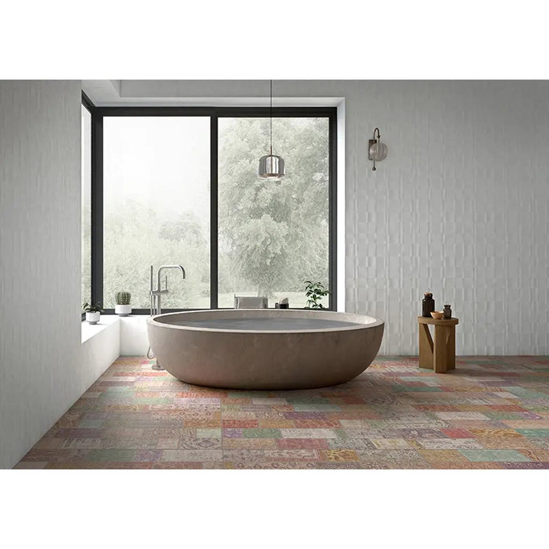 Cotton White 18x48 Textured Ceramic Large Format Tile (3 pack, 17.23 sq ft/case) by Apollo Tile