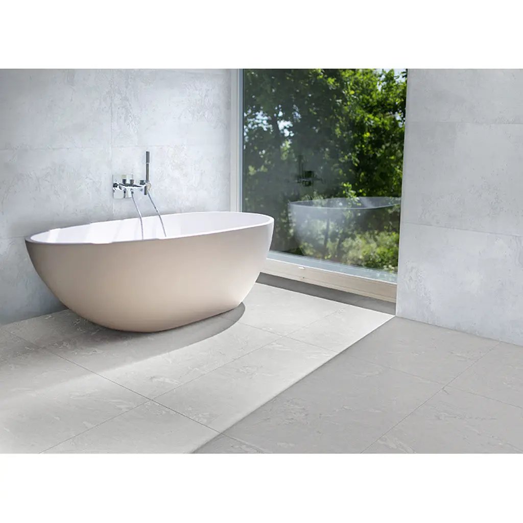 Pearl White 18x48 Matte Ceramic Large Format Tile (4 pack, 22.98 sq ft/case) by Apollo Tile