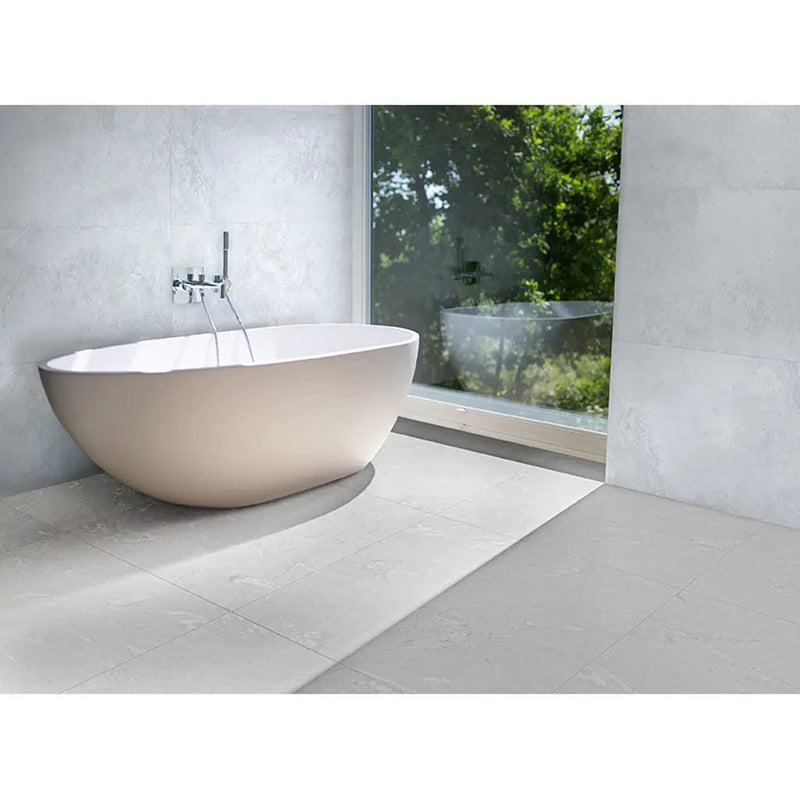 Pearl White 18x48 Matte Ceramic Large Format Tile (4 pack, 22.98 sq ft/case) by Apollo Tile