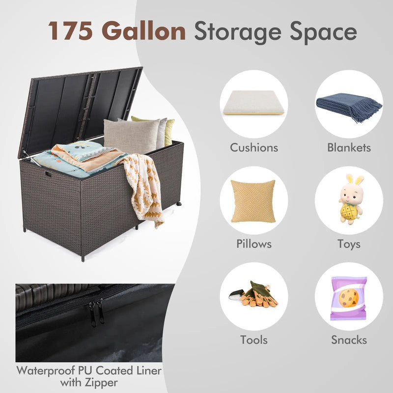 175 Gallon Outdoor Storage Box with Universal Wheels and Zippered Liner by DirectDeals