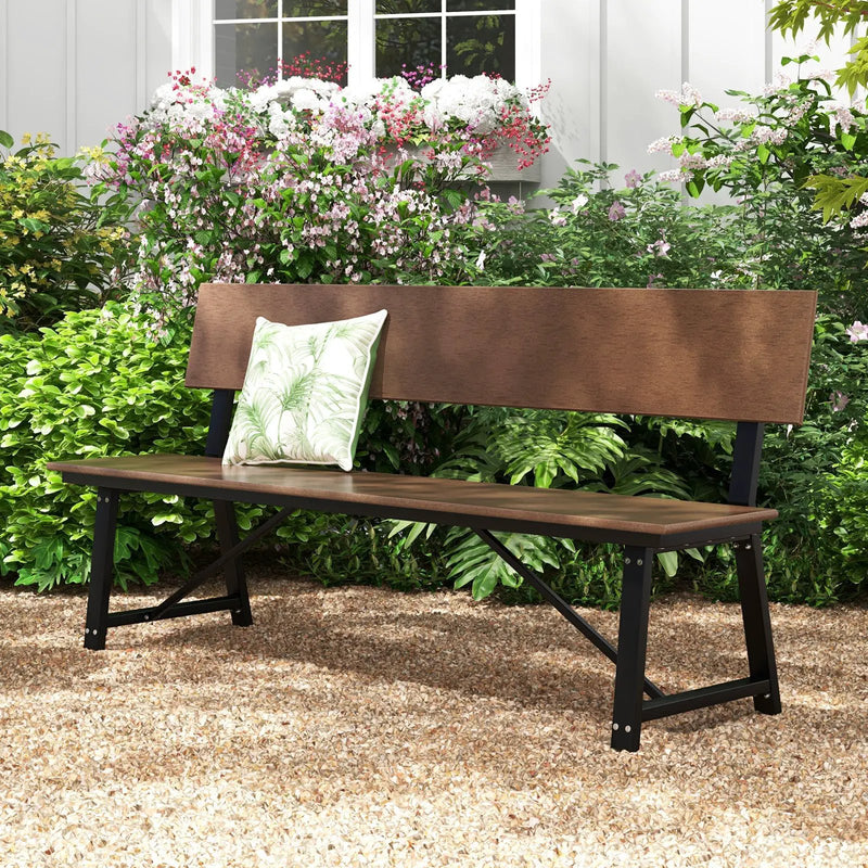 72-Inch Outdoor Bench with HDPE Seat & Back, 1100 lbs Capacity by DirectDeals