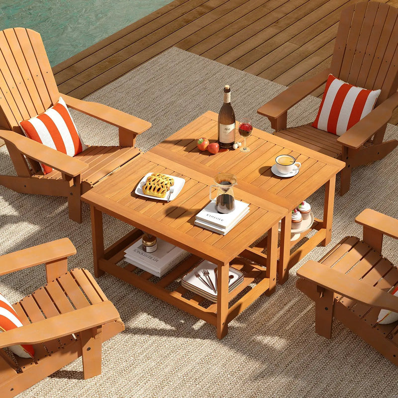 Patio Acacia Wood Coffee Table 2-Tier Rectangular Center Table by DirectDeals