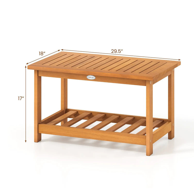 Patio Acacia Wood Coffee Table 2-Tier Rectangular Center Table by DirectDeals