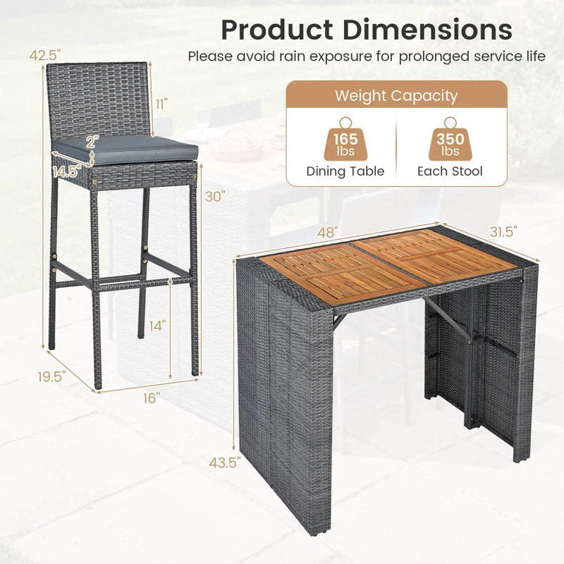 Patio Acacia Wood Dining Set for Home by DirectDeals
