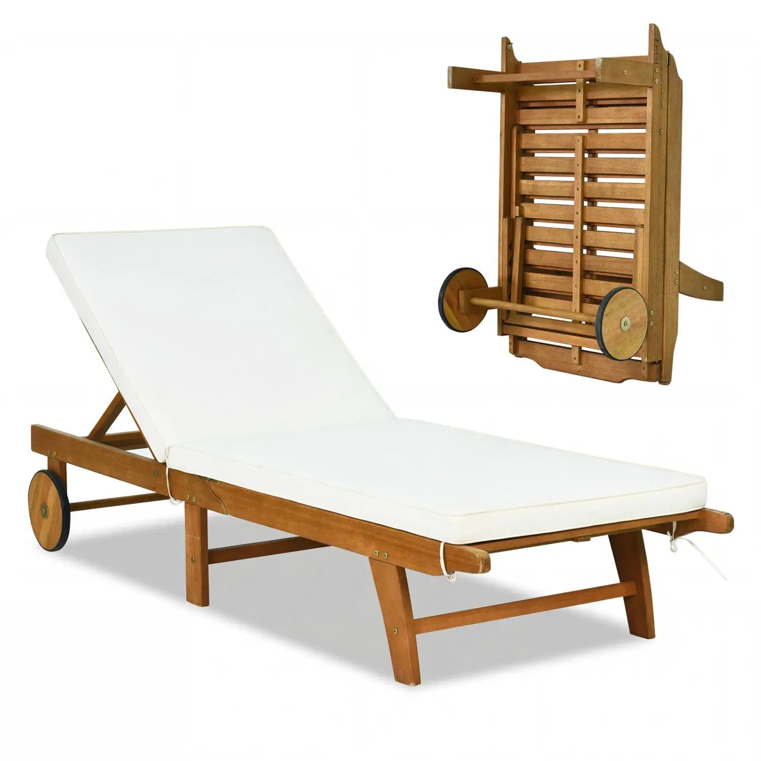 Patio Acacia Wood Lounge Chair Chaise Recliner by DirectDeals