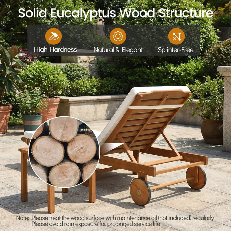 Patio Acacia Wood Lounge Chair Chaise Recliner by DirectDeals