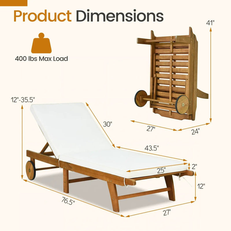 Patio Acacia Wood Lounge Chair Chaise Recliner by DirectDeals