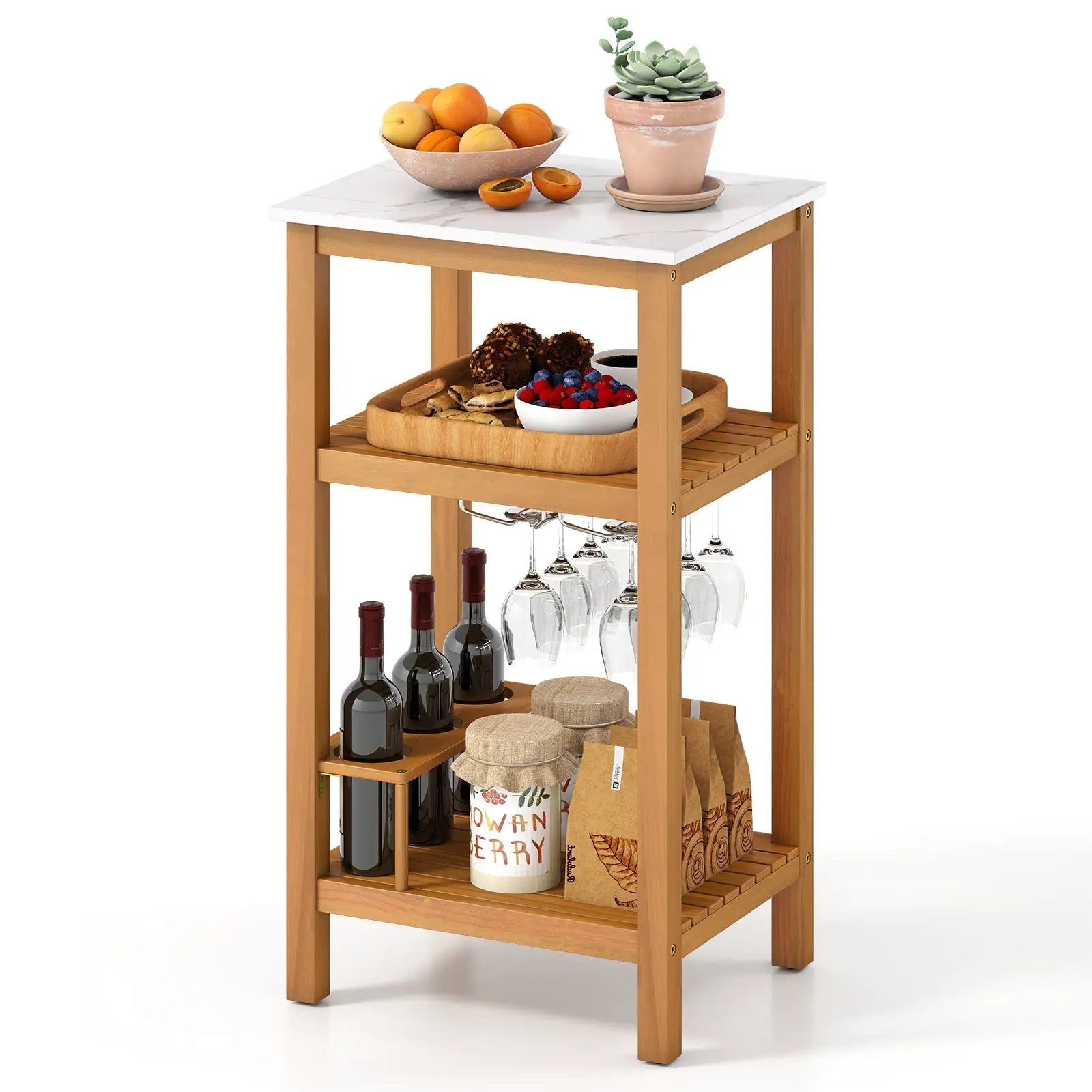 Patio Acacia Wood Storage Cabinet Patio Buffet Cabinet Bar Table by DirectDeals