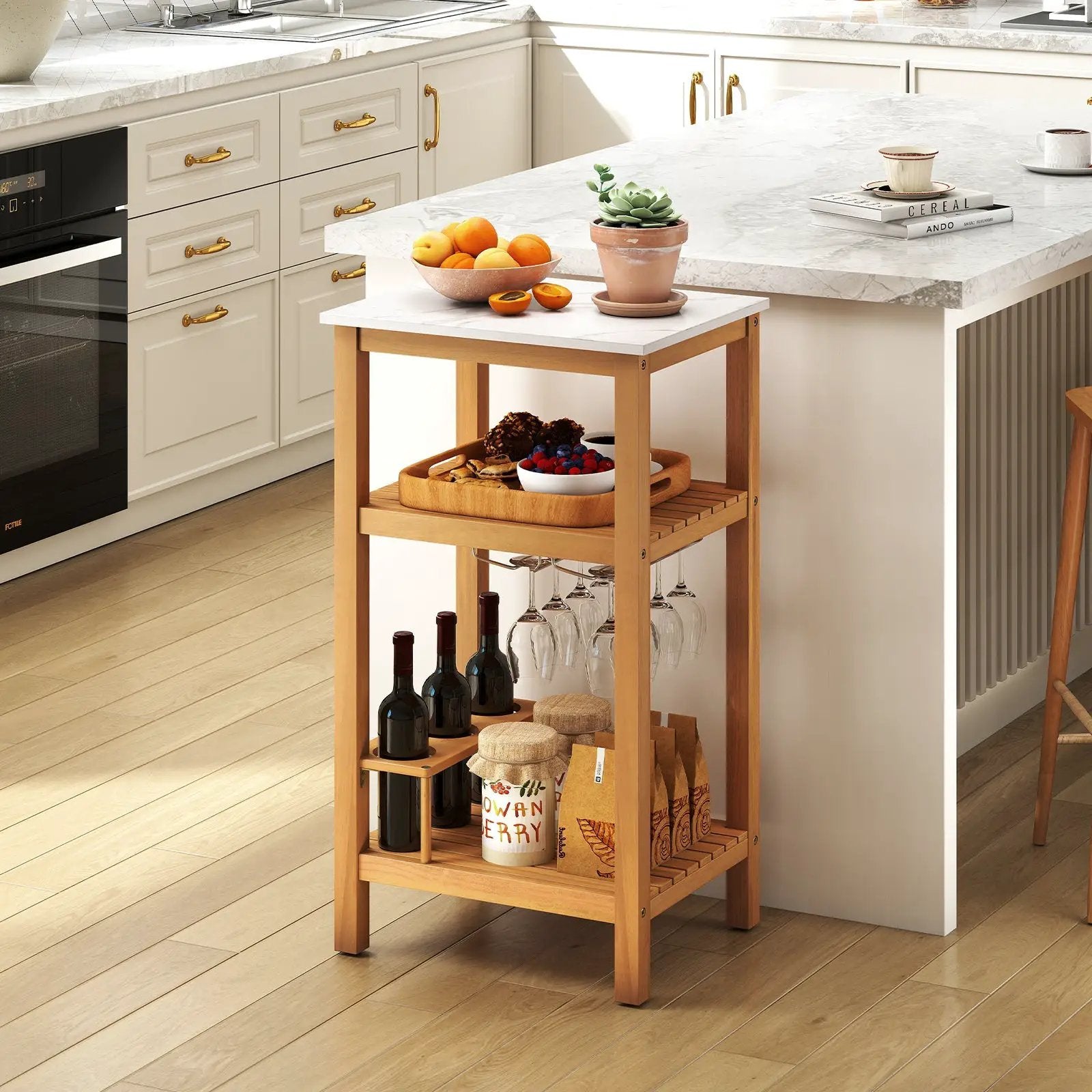 Patio Acacia Wood Storage Cabinet Patio Buffet Cabinet Bar Table by DirectDeals