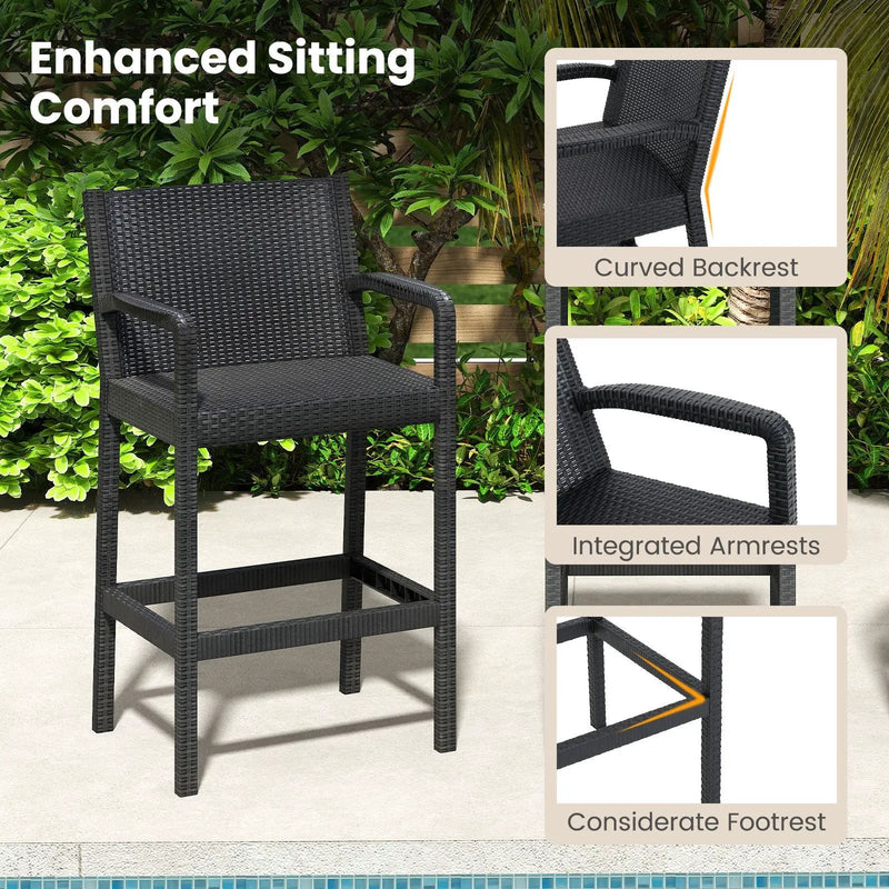 3 Pieces Patio Bar Set with 2 Stools and 1 Bar Table-Black by DirectDeals