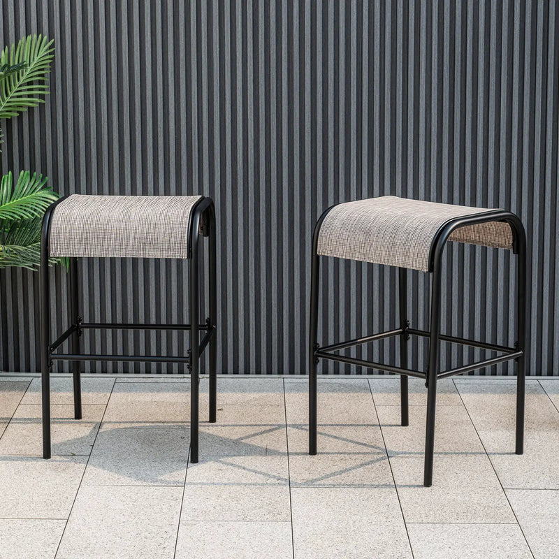 Set of 2/4 Patio Metal Bar Stools with Curved Fabric Seat by DirectDeals