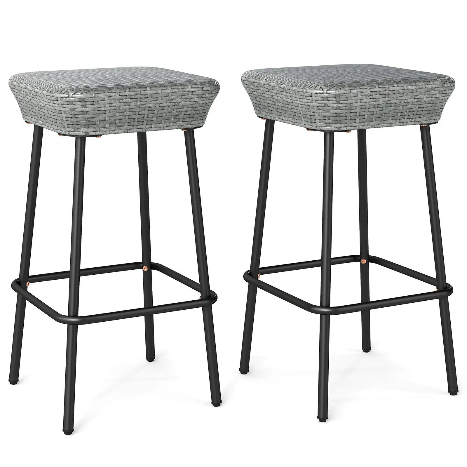 29.5 Inches Patio Bar Stools Set of 2 with Rattan Seat and Footrest by DirectDeals