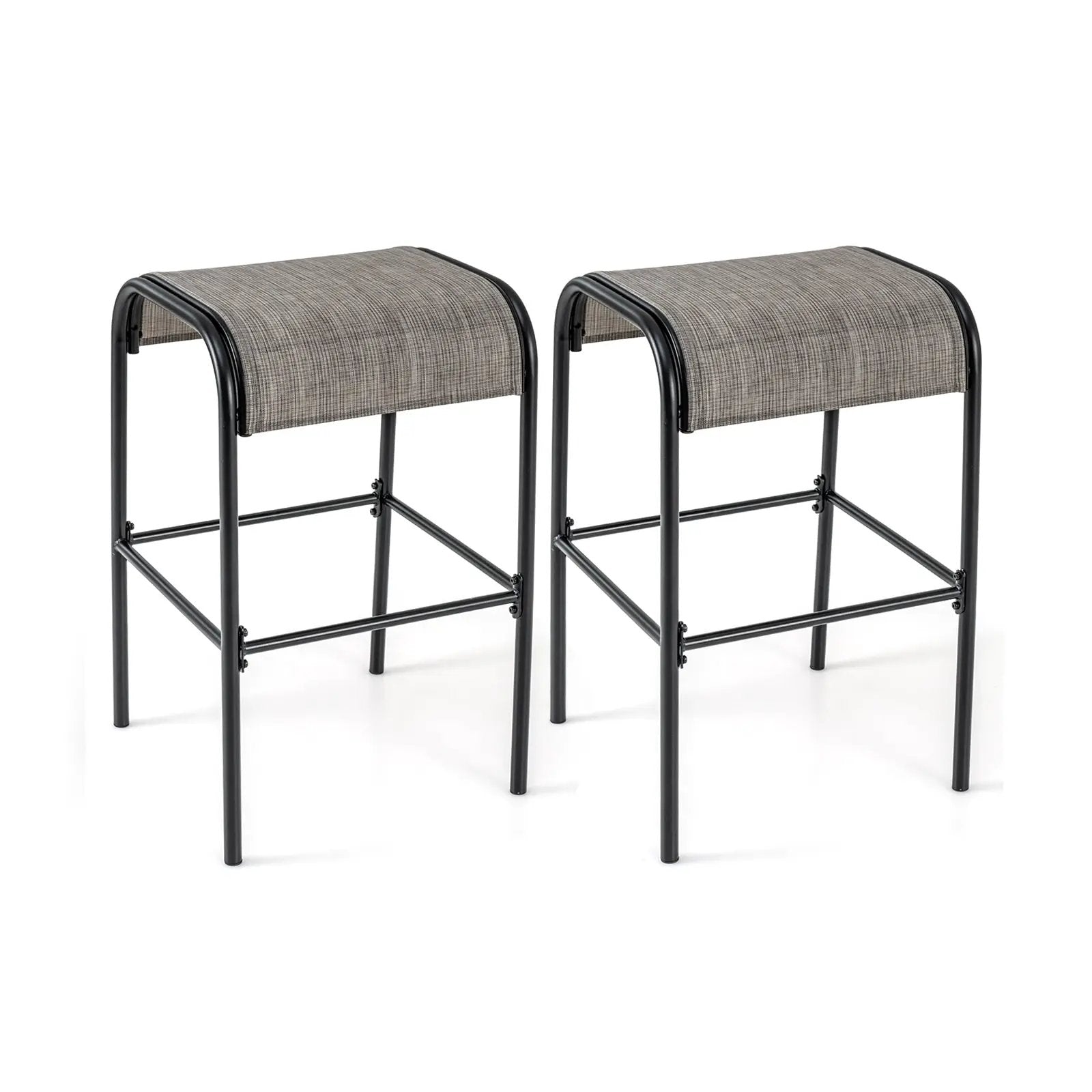 Set of 2/4 Patio Metal Bar Stools with Curved Fabric Seat by DirectDeals