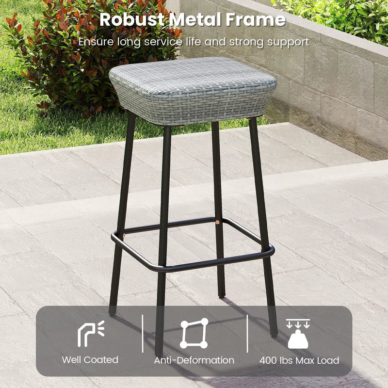 29.5 Inches Patio Bar Stools Set of 2 with Rattan Seat and Footrest by DirectDeals