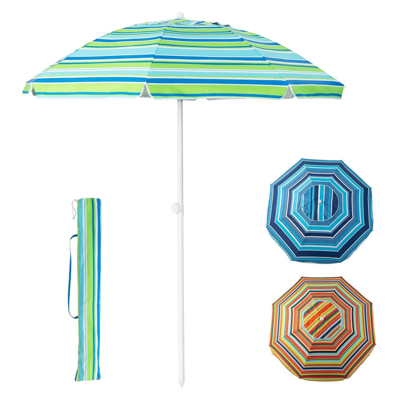 6.5 Feet Patio Beach Umbrella with Waterproof Polyester Fabric by DirectDeals