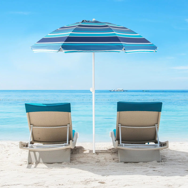 6.5 Feet Patio Beach Umbrella with Waterproof Polyester Fabric by DirectDeals