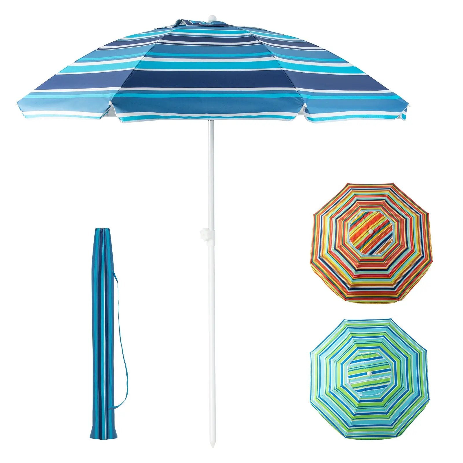 6.5 Feet Patio Beach Umbrella with Waterproof Polyester Fabric by DirectDeals