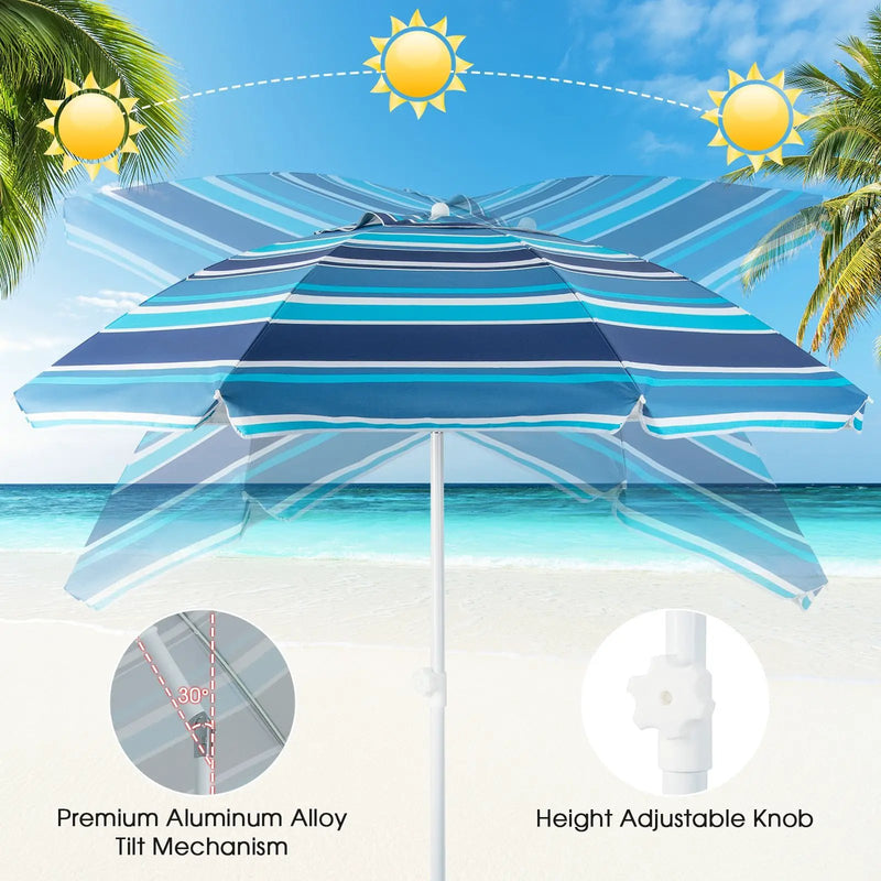 6.5 Feet Patio Beach Umbrella with Waterproof Polyester Fabric by DirectDeals