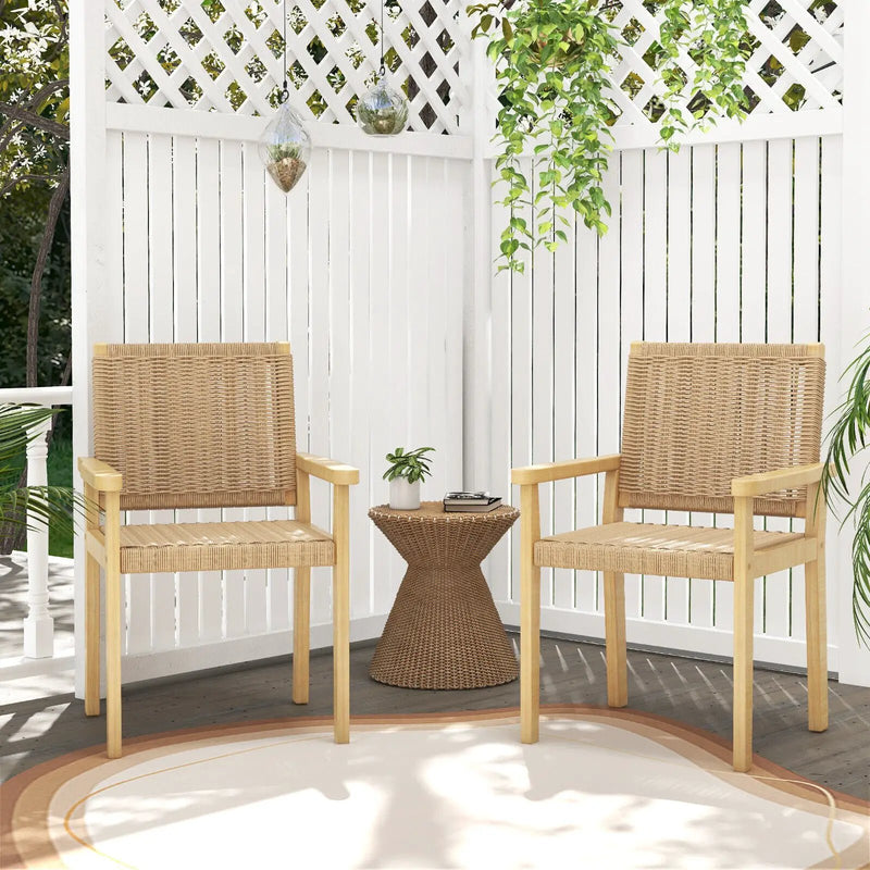 Wood Dining Chair Set of 2 with Woven Rope Seat by DirectDeals