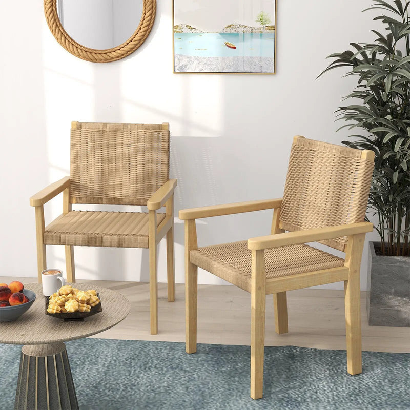Wood Dining Chair Set of 2 with Woven Rope Seat by DirectDeals