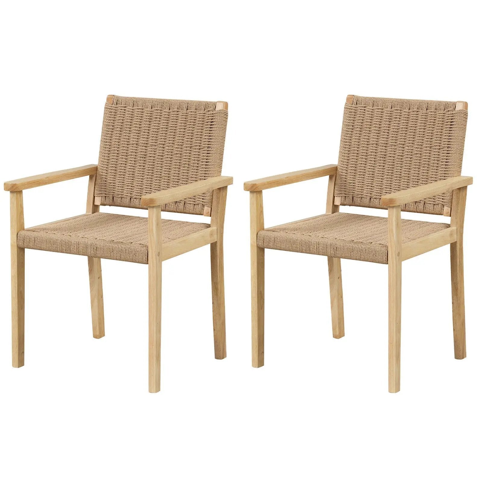 Wood Dining Chair Set of 2 with Woven Rope Seat by DirectDeals