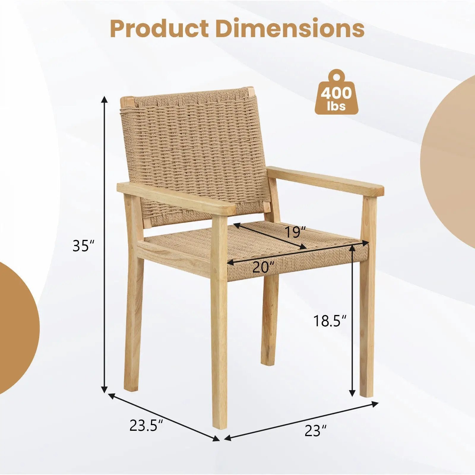 Wood Dining Chair Set of 2 with Woven Rope Seat by DirectDeals