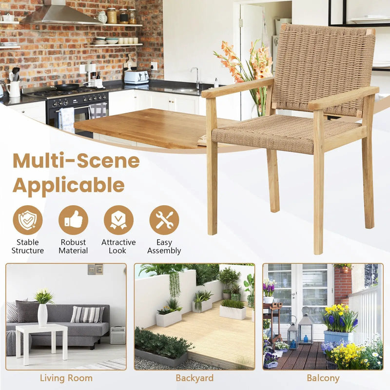 Wood Dining Chair Set of 2 with Woven Rope Seat by DirectDeals