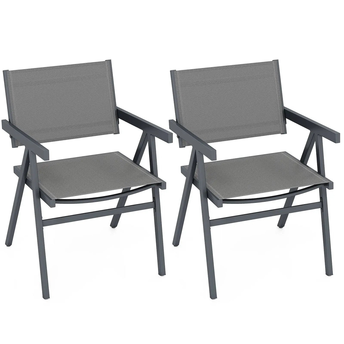 Patio Chairs Set of 2 Outdoor Dining Chair with Breathable Fabric Seat, photo 5 of 16