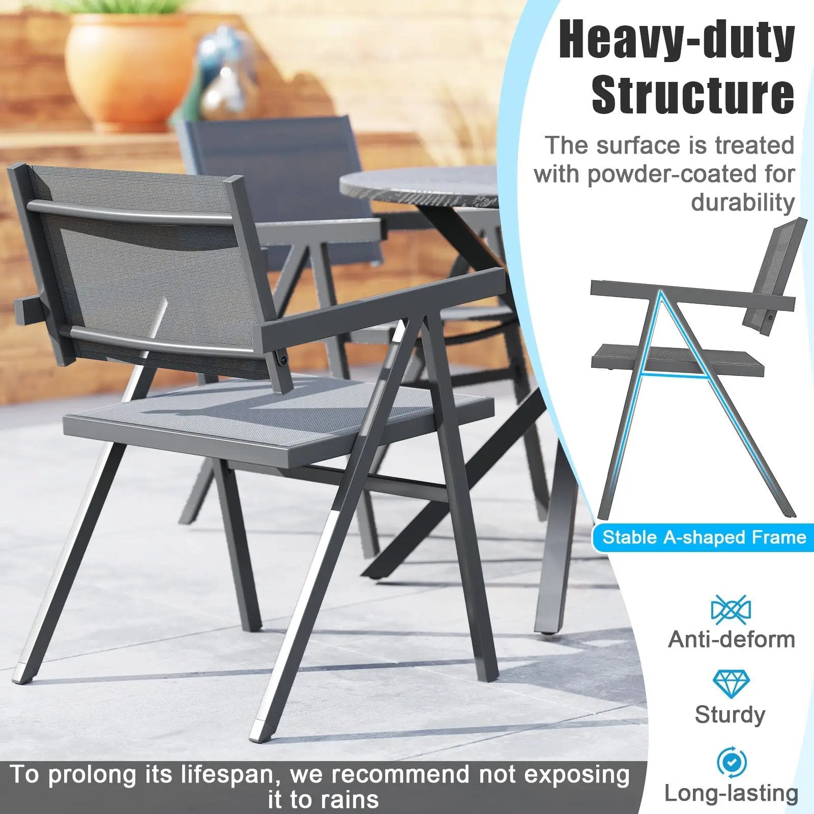 Patio Chairs Set of 2 Outdoor Dining Chair with Breathable Fabric Seat by DirectDeals