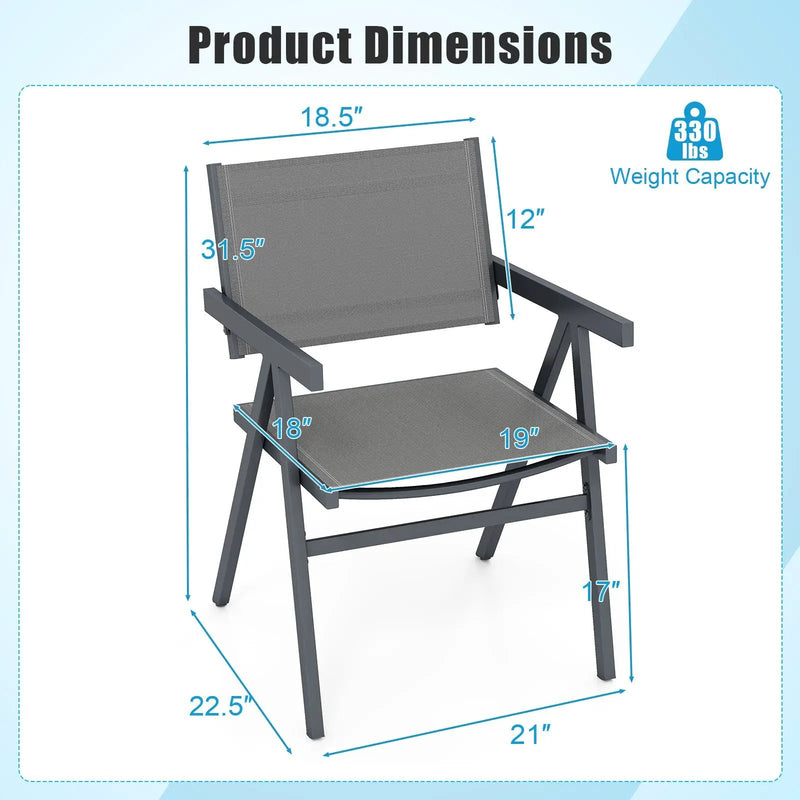 Patio Chairs Set of 2 Outdoor Dining Chair with Breathable Fabric Seat by DirectDeals