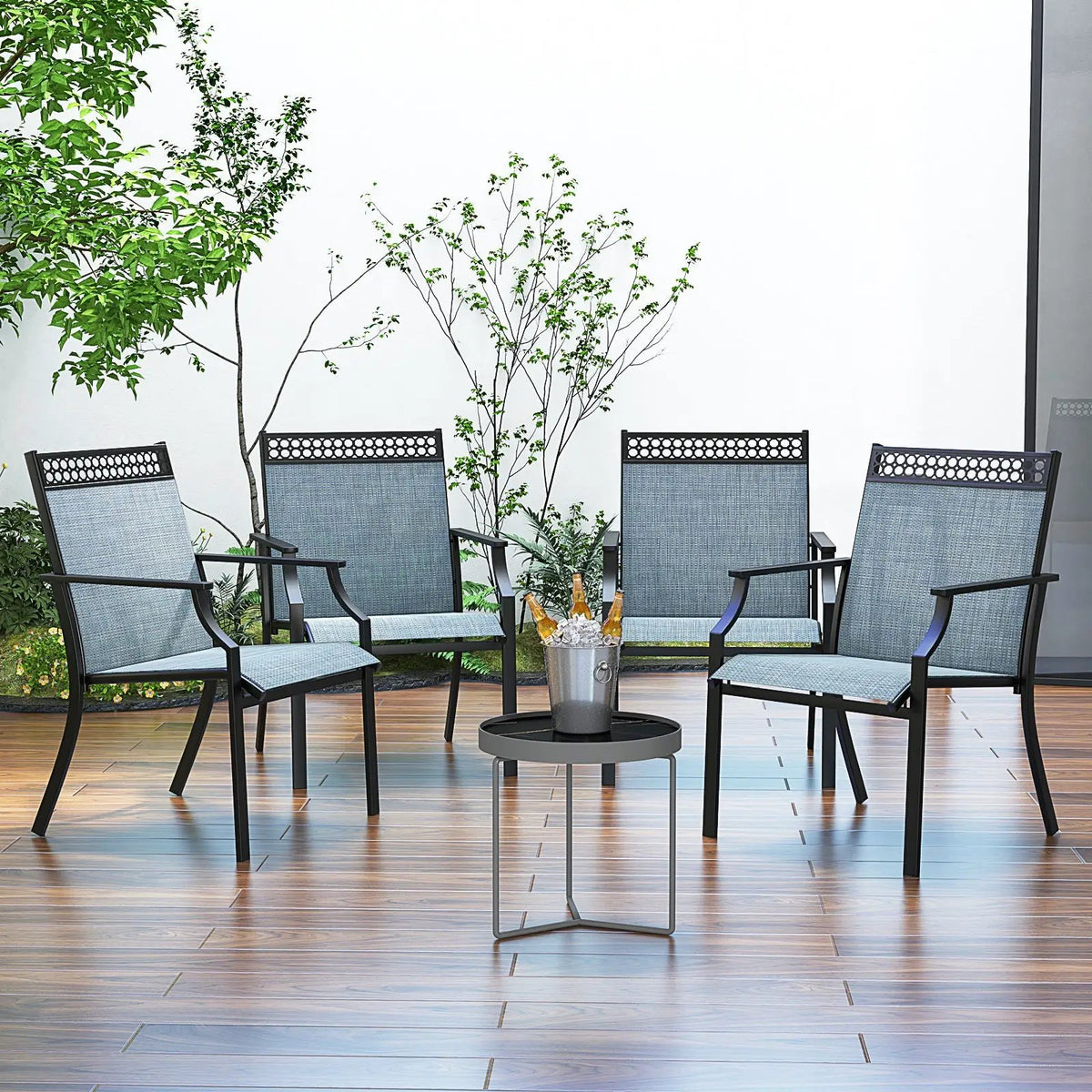 Patio Chairs Set of 2 with All Weather Breathable Fabric, photo 2 of 10