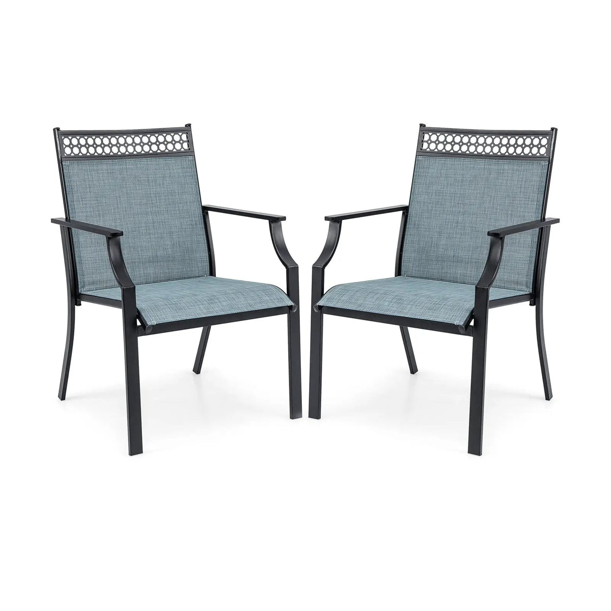 Patio Chairs Set of 2 with All Weather Breathable Fabric, photo 3 of 10