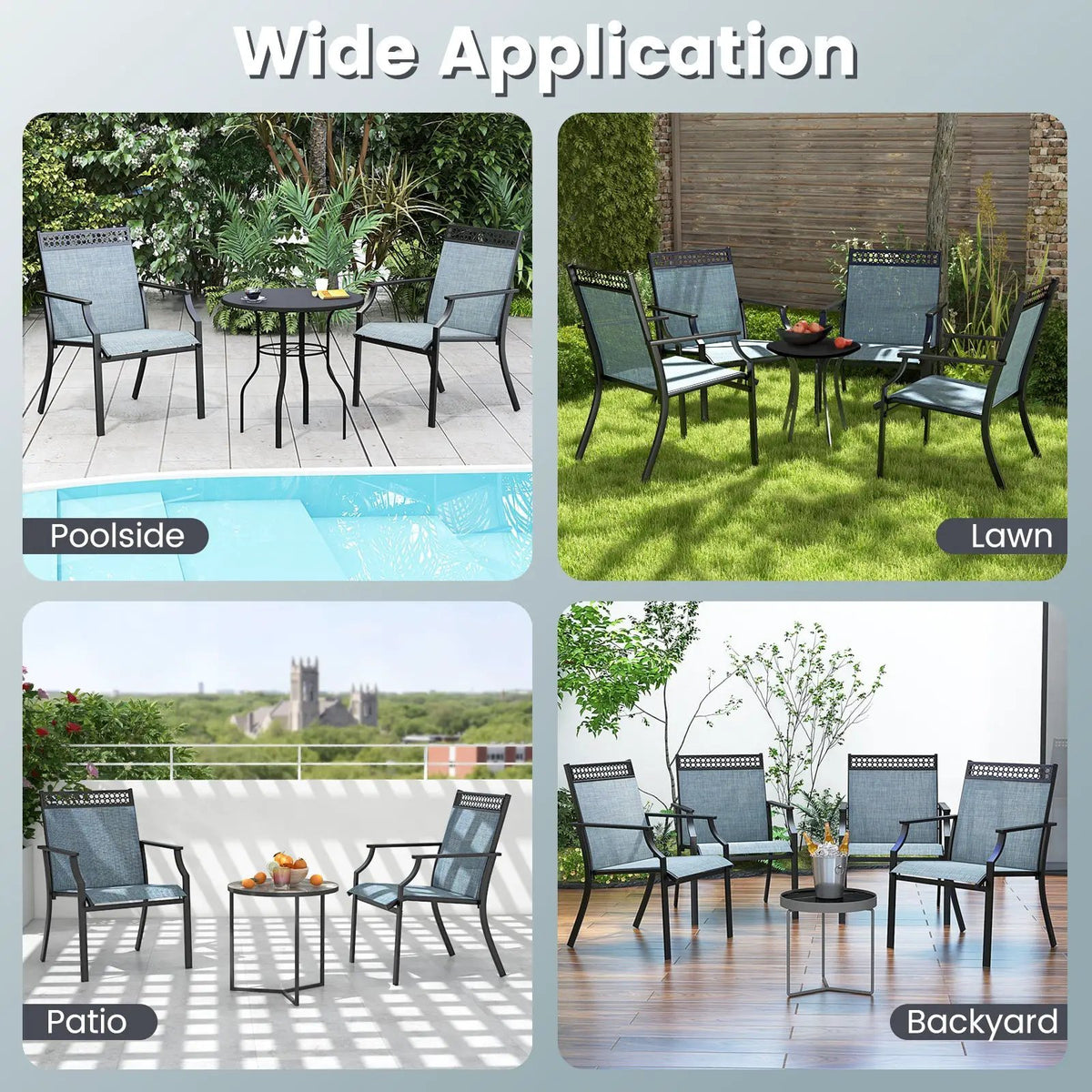 Patio Chairs Set of 2 with All Weather Breathable Fabric, photo 8 of 10