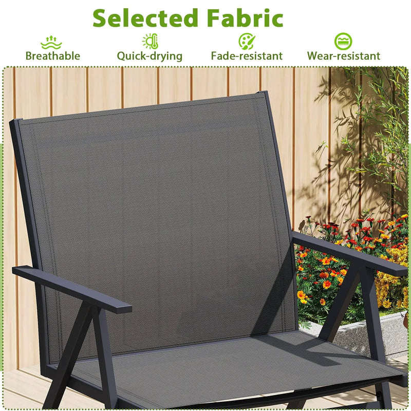 Patio Chairs Set of 2 with Breathable Mesh Fabric and Metal Frame-Gray by DirectDeals
