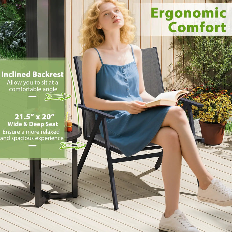Patio Chairs Set of 2 with Breathable Mesh Fabric and Metal Frame-Gray by DirectDeals