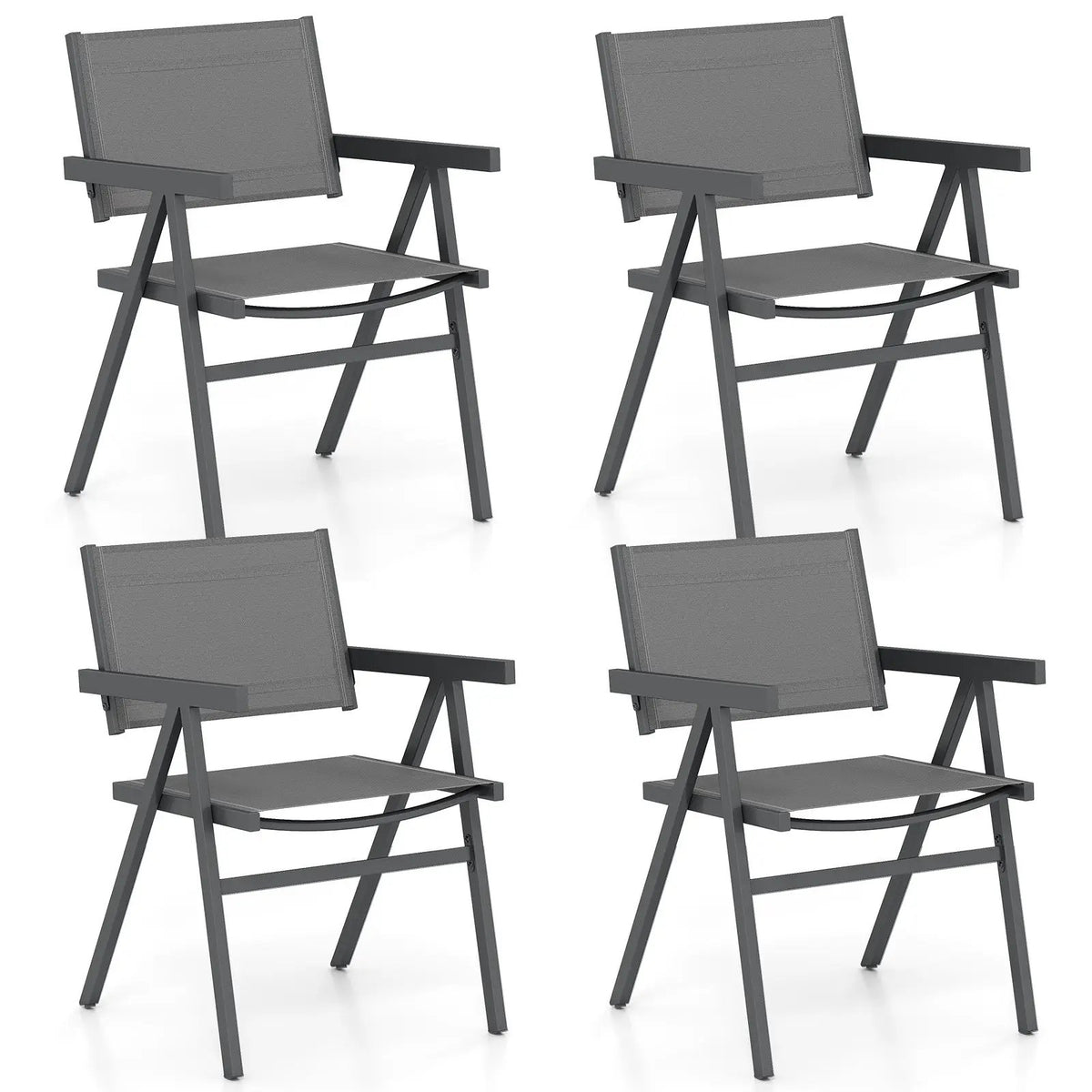 Patio Chairs Set of 2 Outdoor Dining Chair with Breathable Fabric Seat, photo 6 of 16