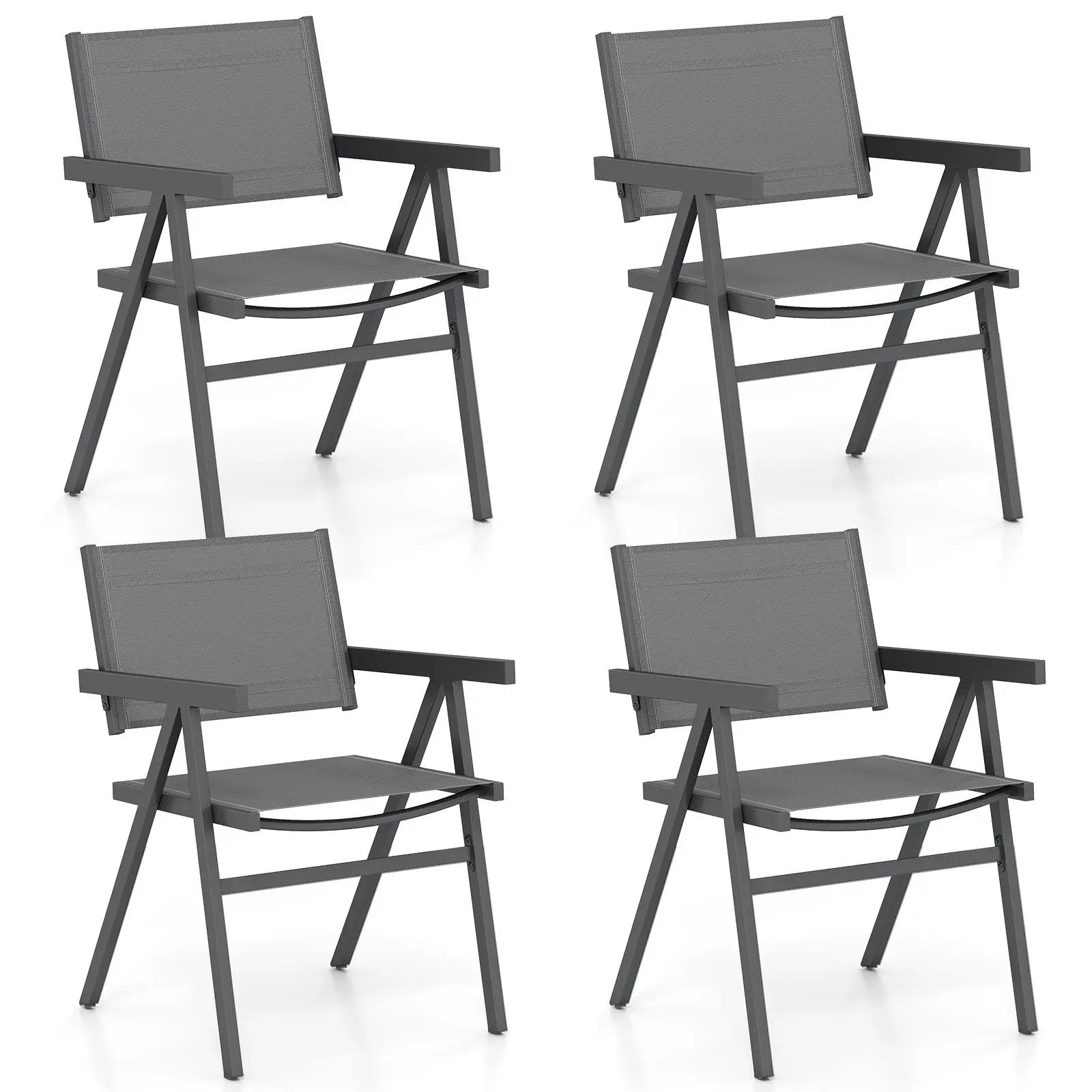 Patio Chairs Set of 2 Outdoor Dining Chair with Breathable Fabric Seat by DirectDeals