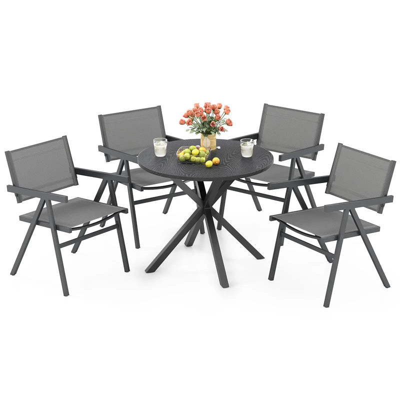 Patio Chairs Set of 2 Outdoor Dining Chair with Breathable Fabric Seat by DirectDeals