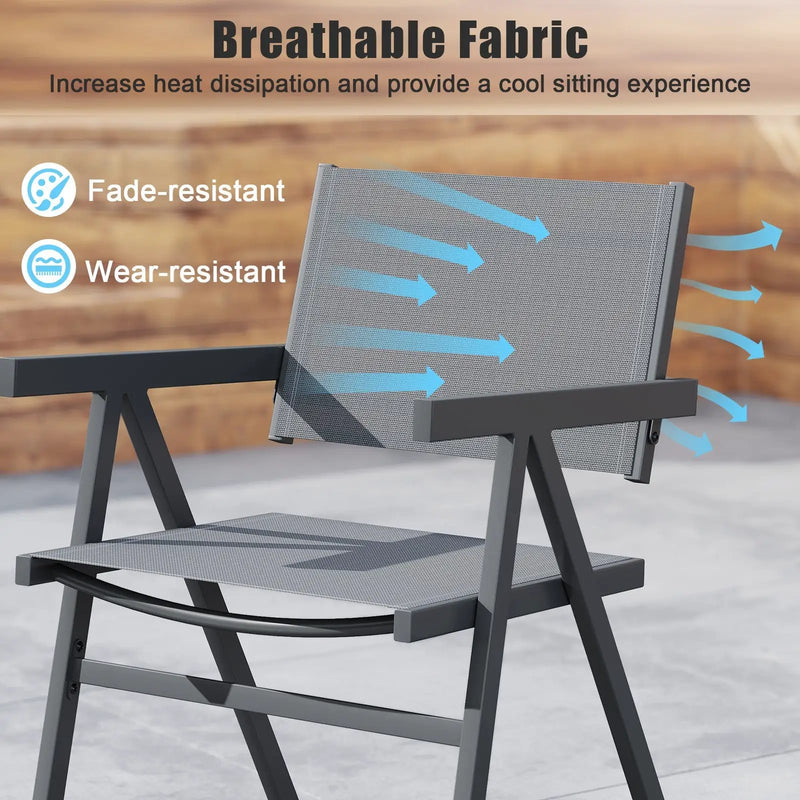 Patio Chairs Set of 2 Outdoor Dining Chair with Breathable Fabric Seat by DirectDeals