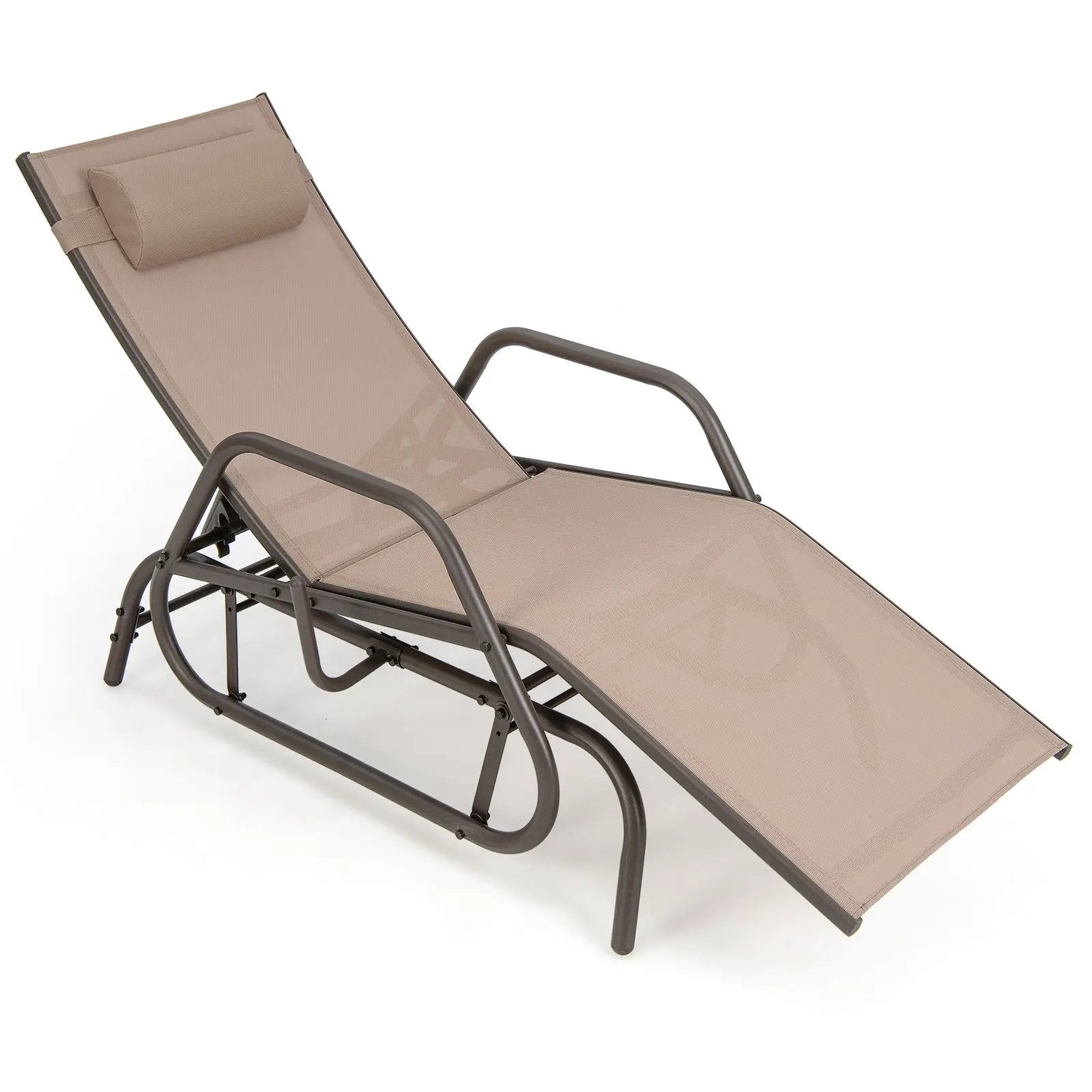 Outdoor Chaise Lounge Glider Chair with Armrests and Pillow by DirectDeals