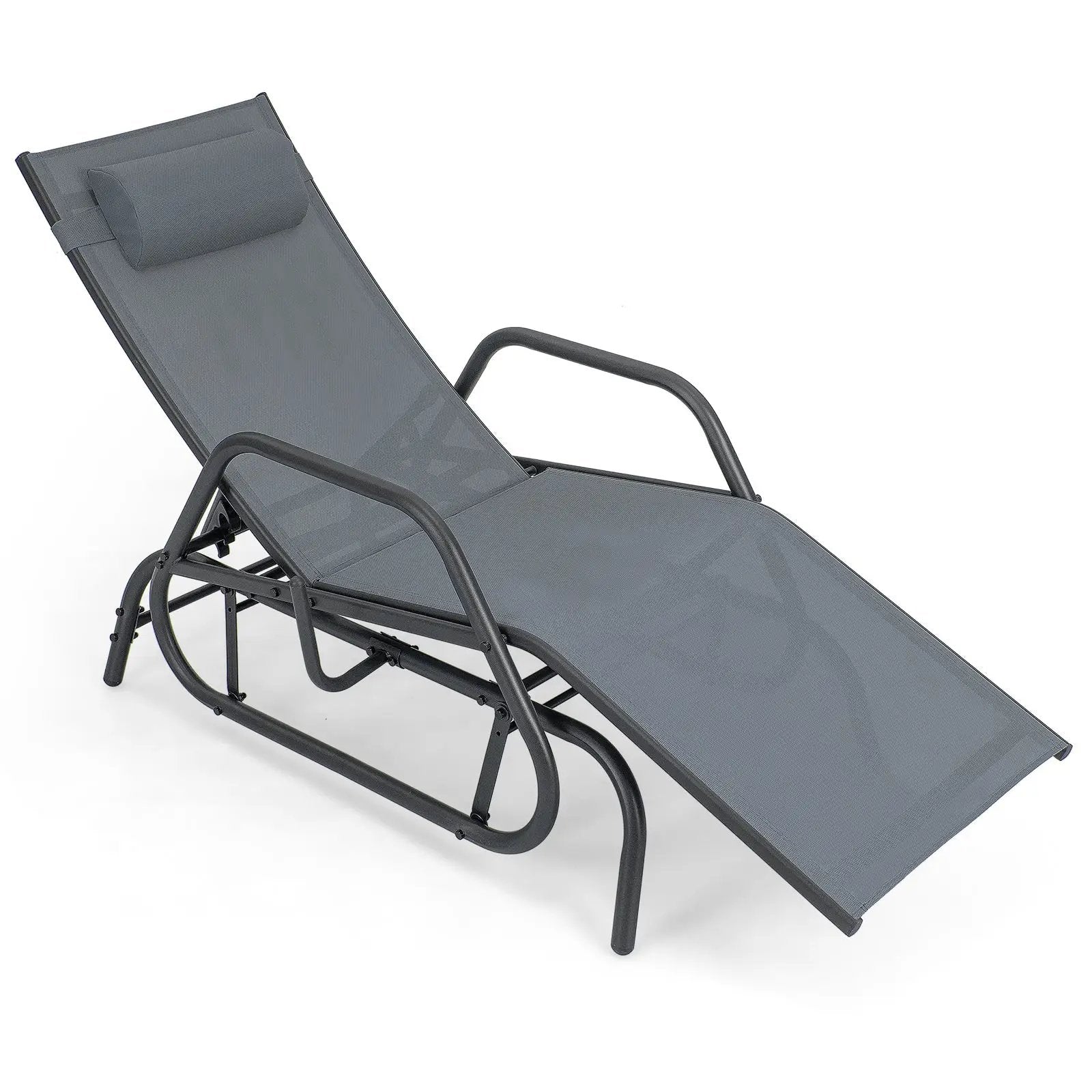 Outdoor Chaise Lounge Glider Chair with Armrests and Pillow by DirectDeals